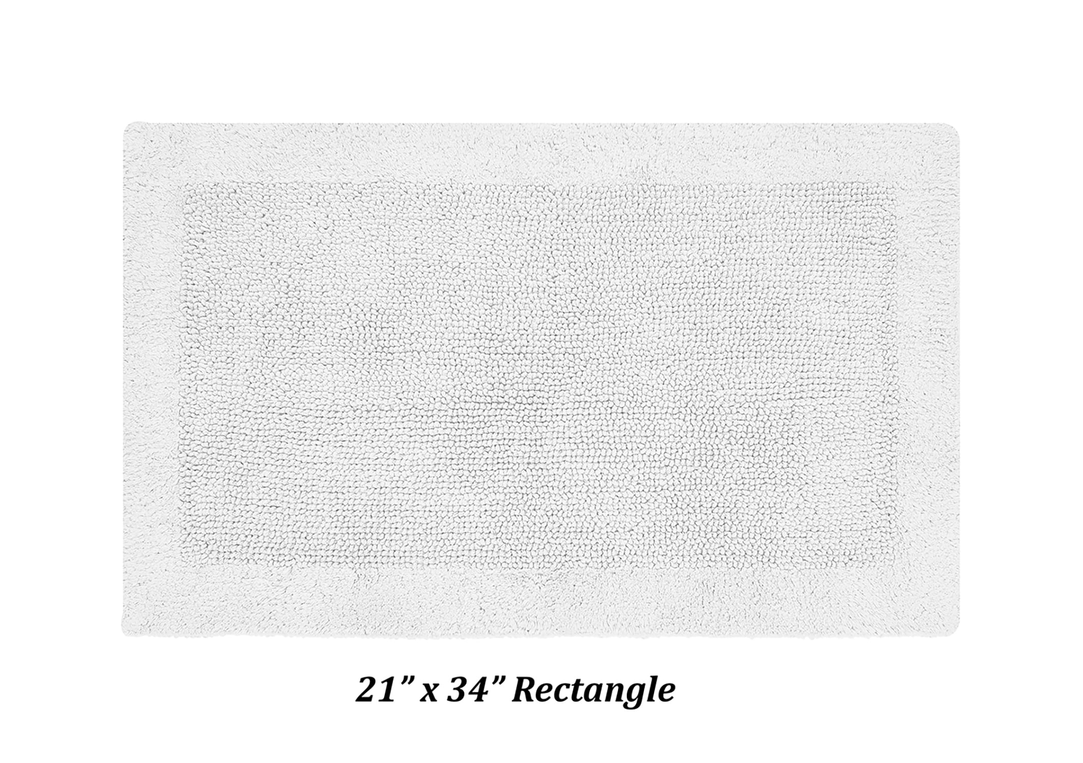 Better Trends 21" x 34" Premium Bathroom Rugs 100% Cotton Soft Reversible Tufted Bath Mat Water Absorbent Bath Rug Ideal for Bathroom Shower and Tub Use (White) Edge Collection