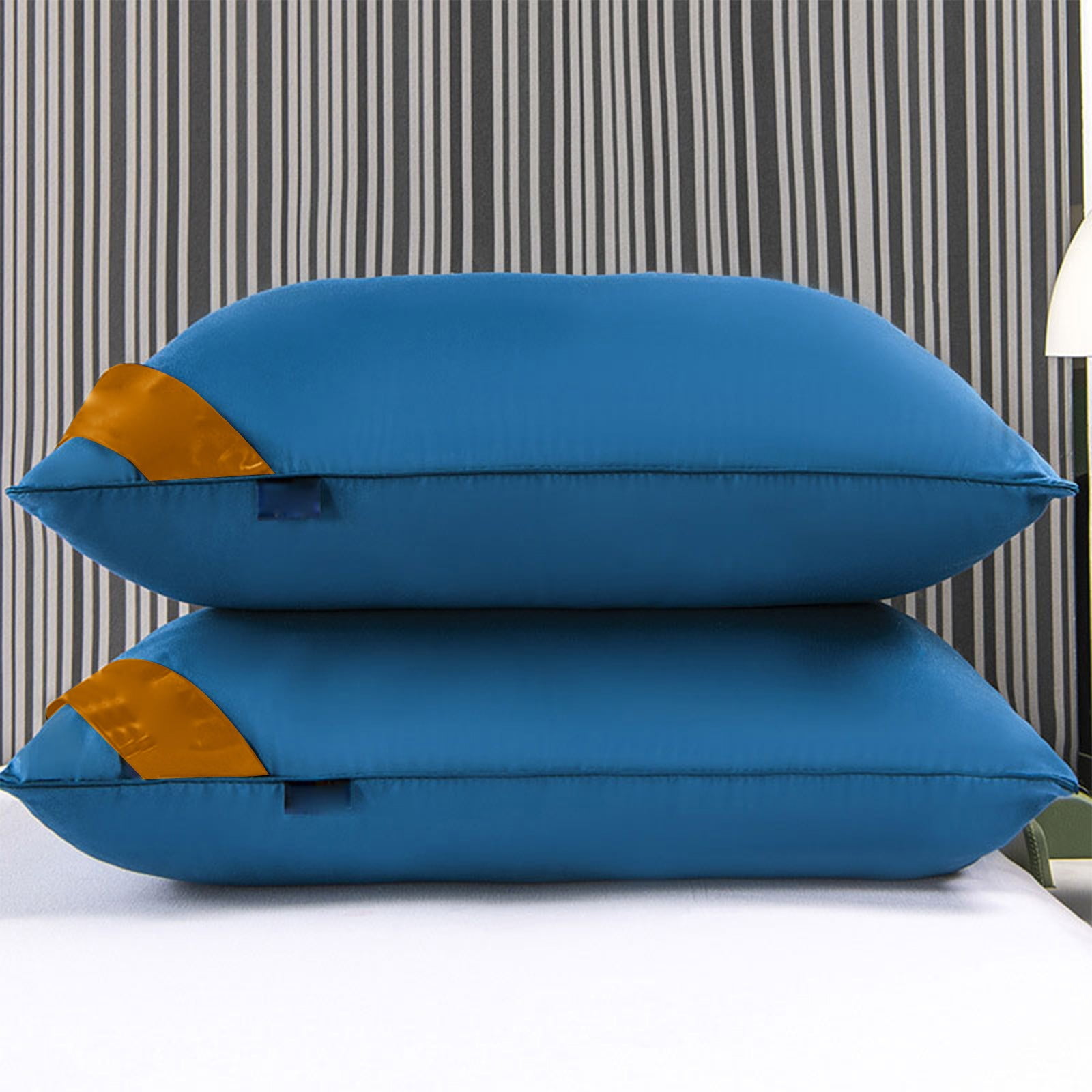 Hvmvliv Hotel Pillows Pillows Core Soft and Supportive Down Bed Pillows Suitable for Back Side and Stomach Sleepers Made of Skin-Friendly Cotton Fabric Blue