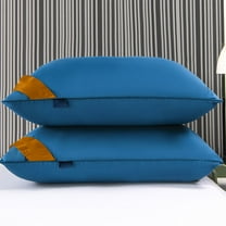 EazyTech Hotel Down Alternative Pillow for Back Side Stomach Sleepers, Supportive & Soft Bed Pillow, Skin-Friendly Cotton Cover, 16.5x27.5in Blue