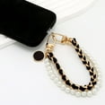 thumbnail image 6 of 3Pcs Pearl Beaded Phone Chain Camellia Pendant Phone Wrist Strap Anti Lost Double Chain Phone Charms Strap Leather Phone Bracelet Strap Keychain Wristlet for Phone Purse Bag, 6 of 9