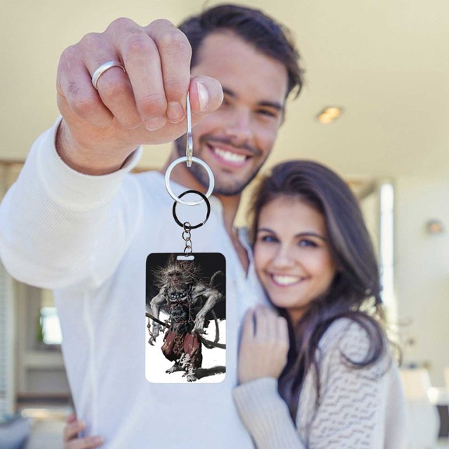 LPSSTORE 2D Cartoon Black Goku Mobile Game Character Acrylic Keychain The Phone Key Black Goku Keychain for Game Fans Souvenir