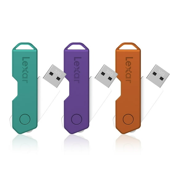 Lexar® JumpDrive® TwistTurn2 USB 2.0 Flash Drives, 32GB, Pack Of 3 Flash Drives, LJDTT2-32GABNA3