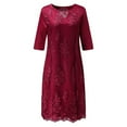 thumbnail image 5 of Aboser Women's Dresses of Attending Wedding Formal Dress Vintage Floral Lace Dresses 3/4 Sleeve Crew Neck Dress Cocktail Party Evening Dress, 5 of 8