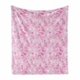 thumbnail image 1 of Paisley Soft Flannel Fleece Throw Blanket, Models Inspired Design with Flowers and Leaf Circled Shapes Image Print, Cozy Plush for Indoor and Outdoor Use, 50" x 60", Pink and White, by Ambesonne, 1 of 6