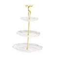 thumbnail image 3 of Soporte para cupcakes de 3 niveles, bandeja para servir frutas y snacks, multifuncional y decorativa. Oro claro, 3 of 9