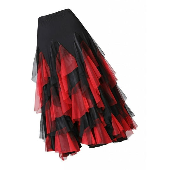 Flamenco Valse Danse Jupe Femmes Costumes Modernes Noir Rouge