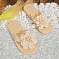 thumbnail image 4 of Quaouag Women's 3D Floral Applique Decor Open Toe Flip Flop Sandals Casual Outdoor Flat Slippers, 4 of 7