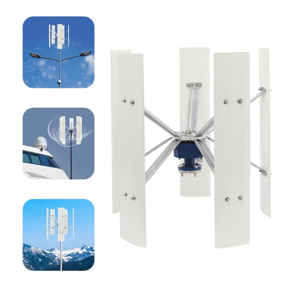 5-Blade Wind Turbine Generator Vertical Axis Wind Turbine Generator 12V 500W Wind Power Generator with Controller for Households, Ships, Pavilions, RV