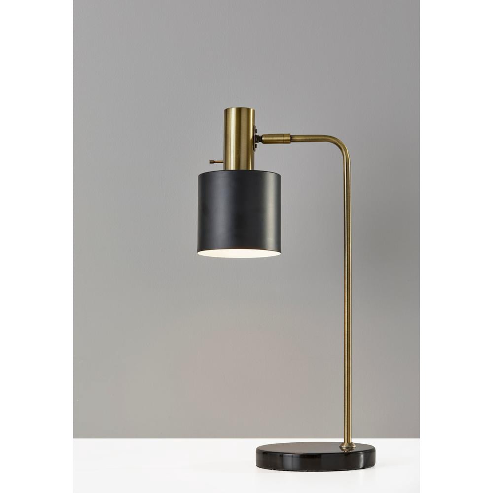 Adesso Emmett Desk Lamp, Antique Brass and Black