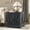 Black, variant on Farmhouse End Table with Charging Station,24" Large Nightstand | Rustic Wood Square Bedside Table, Barn Door, Adjustable Shelf, Large Sofa Side Tables for Bedroom Living Room, Navy Blue