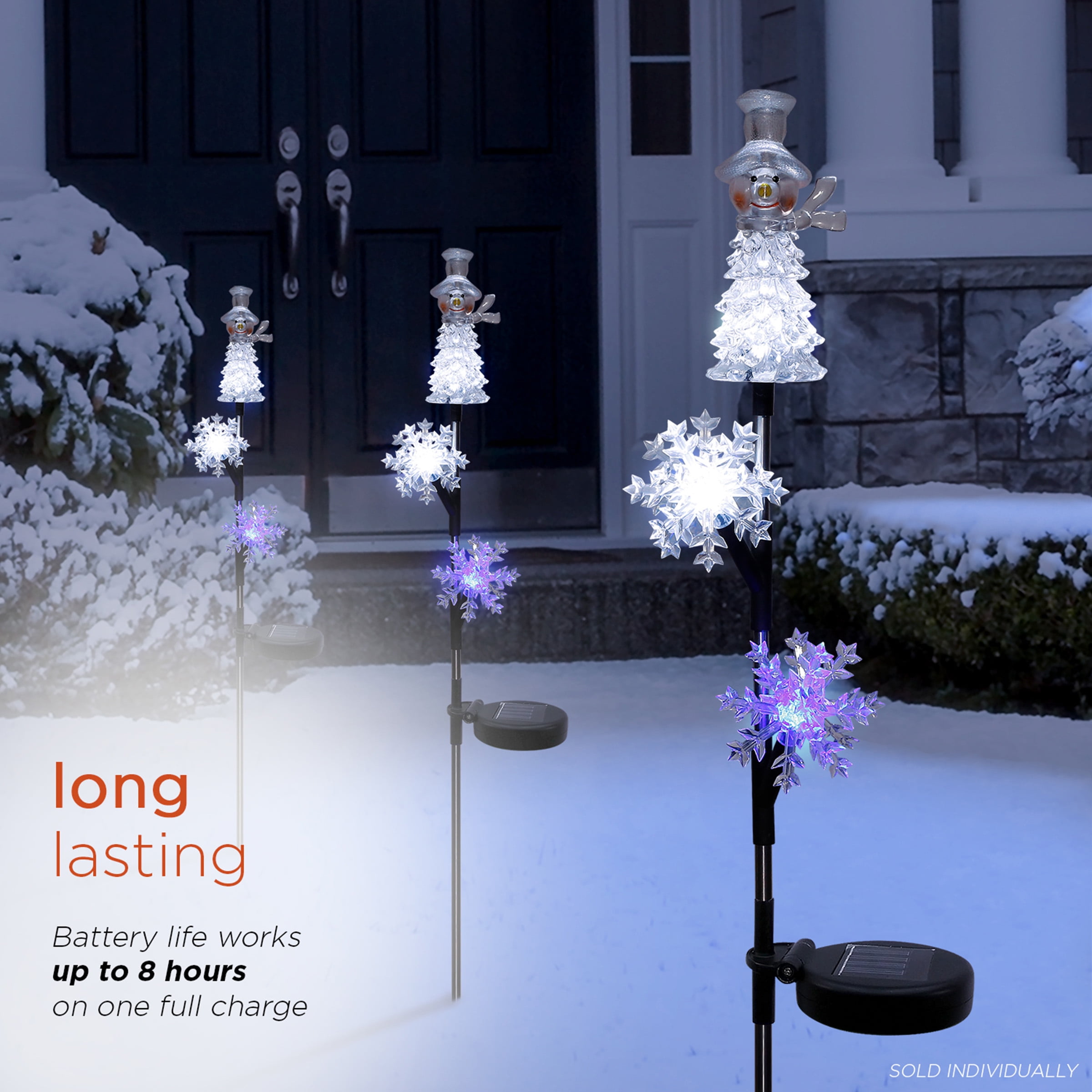 solar led snowflake lawn stakes