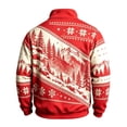 thumbnail image 4 of Men's Winter Moose Print Quarter-Zip Pullover Fleece Lined Stand Collar Western Hunting Sweatshirt Casual Athletic Top Red XL, 4 of 4