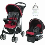 Angle View: Graco LiteRider Click Connect Travel System, Chalk Art with Nuk Simply Natural 5oz Bottle, 1-Pack