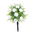 thumbnail image 3 of Flor artificial conmemorativa con estacas de tierra, decoración de jardín, rosas falsas para Blanco, 3 of 9