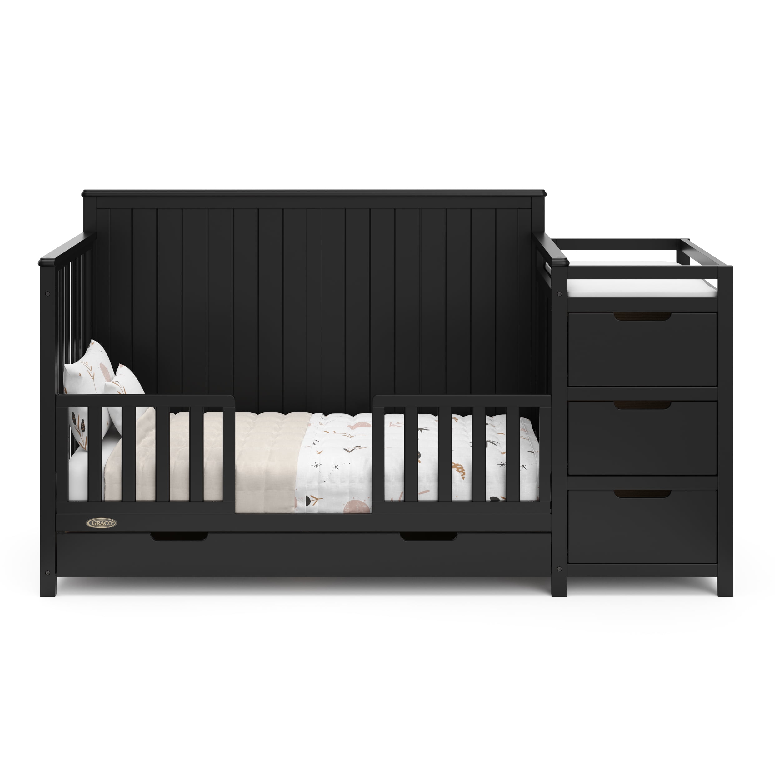 Graco Hadley 5-in-1 Convertible Baby Crib and Changer with Drawer, Black
