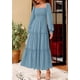 thumbnail image 4 of Vestido PRETTYGARDEN Otoño 2025 Maxi de Manga Larga Azul Polvoriento XL, 4 of 7