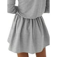 thumbnail image 4 of DYMADE Women Round Neck Solid Color Long Sleeve Slim Fitting Casual Dress, 4 of 4