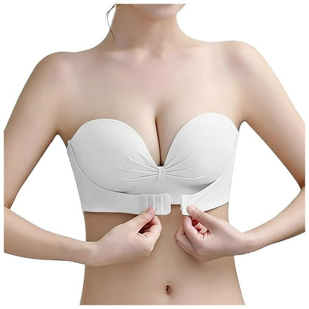 White 38 Women s Strapless Push Up Full Support Sports Bras for Women Bra with Top and Large Bra Back Women s Sports Bras Seamless Bra Womens Bras Push Up No Underwire