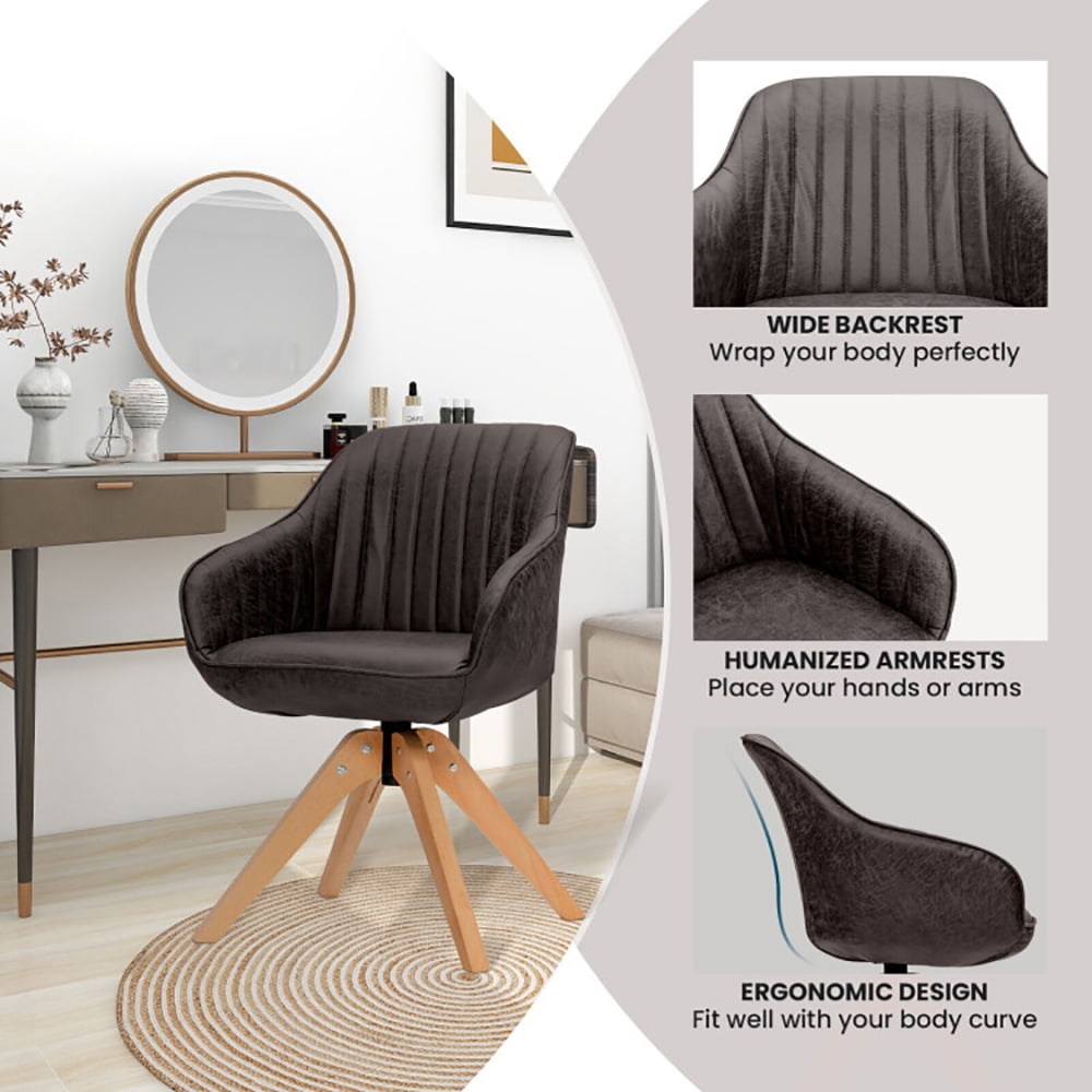 Finihen Accent Chair, Set of 2 Swivel Accent Chair, Modern Leathaire Set of 2 Swivel Accent Chair with Beech Wood Legs, for Living Room, Bedroom, Brown Finihen Accent Chair, Set of 2 Swivel Accent Chair, Modern Leathaire Set of 2 Swivel Accent Chair with Beech Wood Legs, for Living Room, Bedroom, Brown