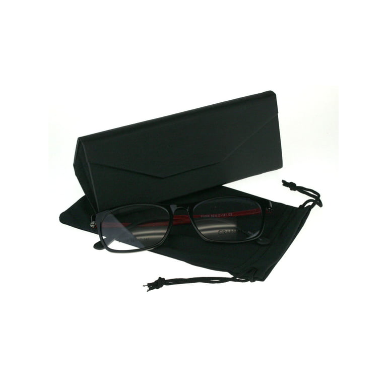 Optical Quality Rectangular Narrow Thin Plastic Mens Eyeglasses Frame Black  Red 