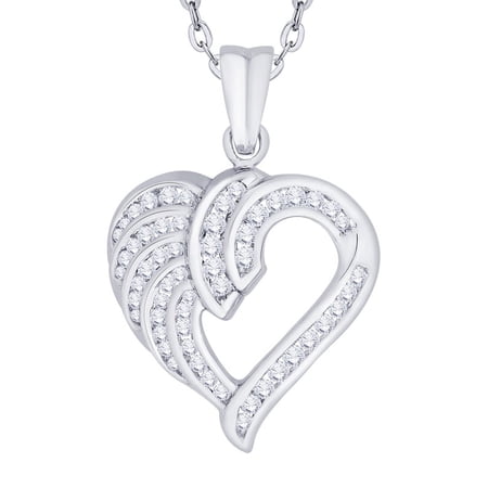 KATARINA Diamond Heart Pendant Necklace in 10K White Gold (3/4 cttw, G-H, I2-I3)