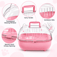 thumbnail image 4 of OANLKGI Small Pet Travel Carrier 10.83 x 8.66 IN Acrylic Viewing Panels Transparent Animal Transport Box Water Bottle and Carry Handle Portable Ventilated Pet Cage Pet Travel Pink, 4 of 5