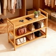 thumbnail image 3 of Hassch 3-Tier Bamboo Shoe Rack, Wooden Shoes Organizer for Entryway & Closet, 26.77"W Free Standing Storage Shelf for Front Door & Small Spaces, Natural, 3 of 9