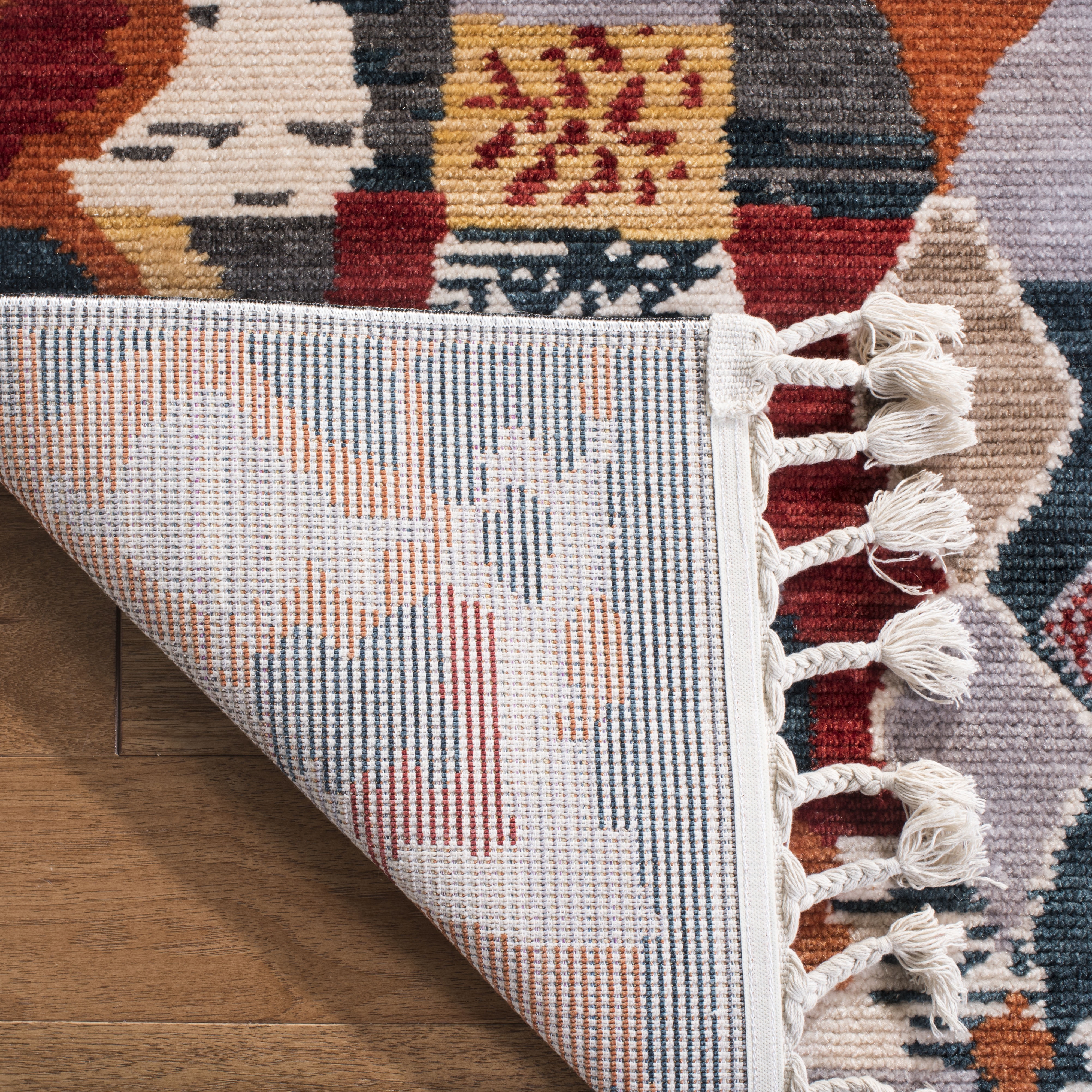 Safavieh Farmhouse Cadence Abstract Area Rug, Orange/Navy, 9' x 12'
