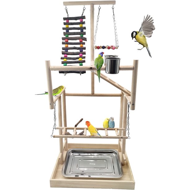 Large Bird Playground 4 Layers Pet Parrot Playstand Gym Perch Wood
