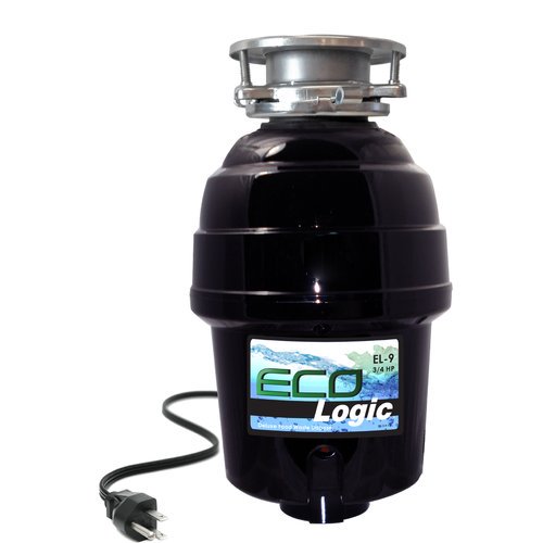 Eco Logic 3/4 HP Garbage Disposal with Attached Power Cord, Removable Splash Guard