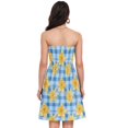 thumbnail image 3 of Dailycode Summer Dresses for Women Strapless Casual Beach Cover Ups Daffodils Flower on Checkered Tube Top Sundress, 3 of 8