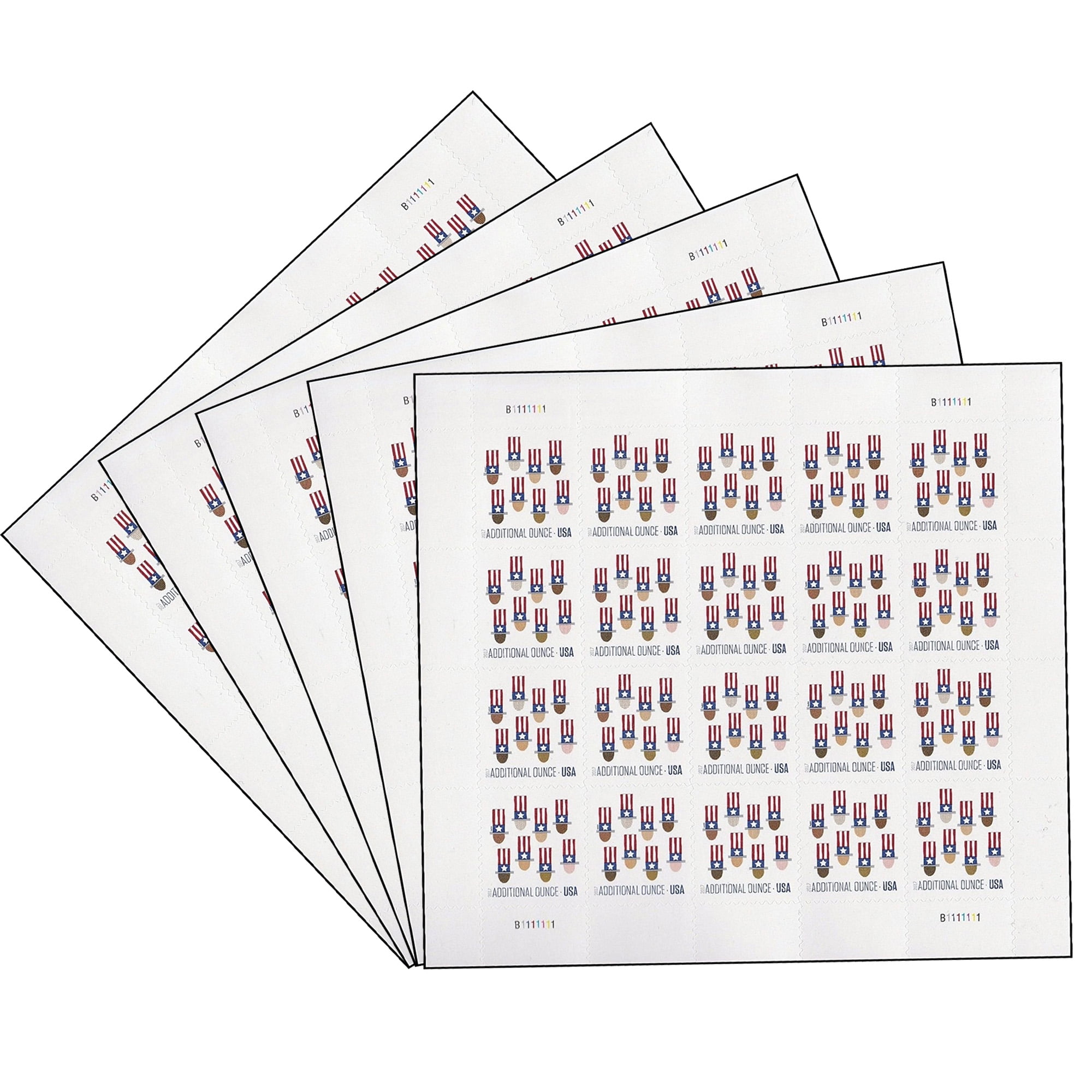 Uncle Sam’s Hat USPS ADDITIONAL Ounce Rate Postage Stamp 5 Sheets of 20