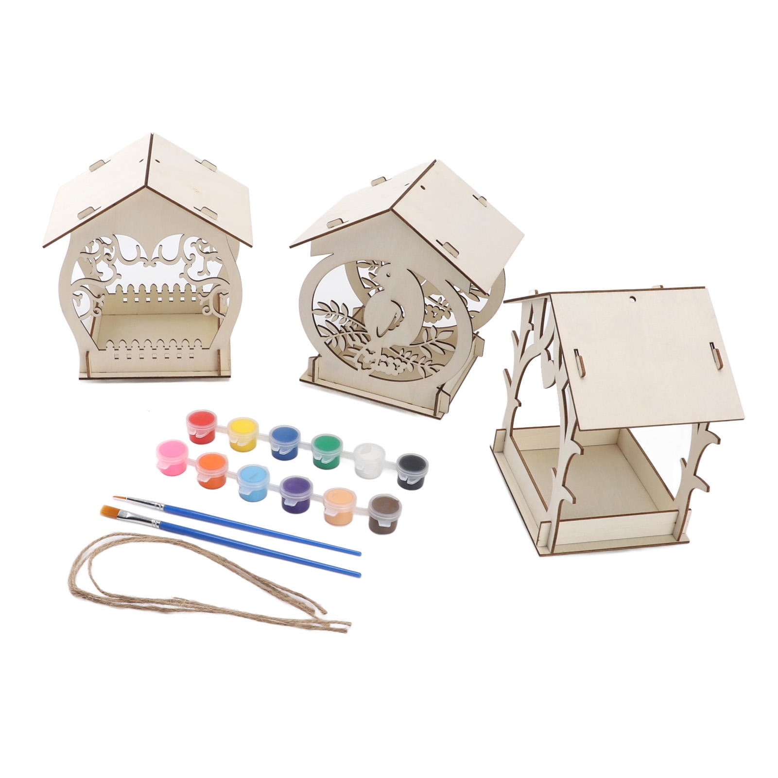 LAZIOEGR DIY Wooden Bird Feeder Kit – Paintable, Hang‑On Birdhouse for Kids, Indoor/Outdoor Use, Holiday Gift Idea