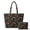 Abstract Mushroom Daisy Fern, variant on Blue Bow Floral Patchwork Quilted Tote Bag with Matching Cosmetic Pouch Set, Lightweight Shoulder Bag Work Travel Shopping Handbag for Women