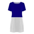 thumbnail image 4 of QLEICOM Women's Casual Color-Blocking Simple T-Shirt Loose Dress Summer Short Sleeve T Shirt Dresses Blue XXL(US Size: 12, 4 of 5