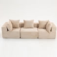 thumbnail image 5 of Modular Boneless Sofa Couch,111" Corduroy Sectional for Living Room, Compressed Convertible Lounge Sofa Bed, 4-Seat Modern No Assembly Couch, Vacuum-Pack Shipping (Beige), 5 of 9