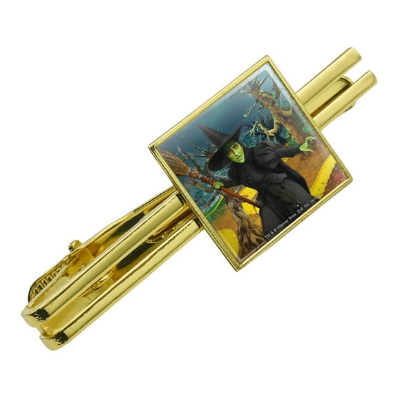 Wizard of Oz Wicked Witch Character Square Tie Bar Clip Clasp Tack- Silver or Gold