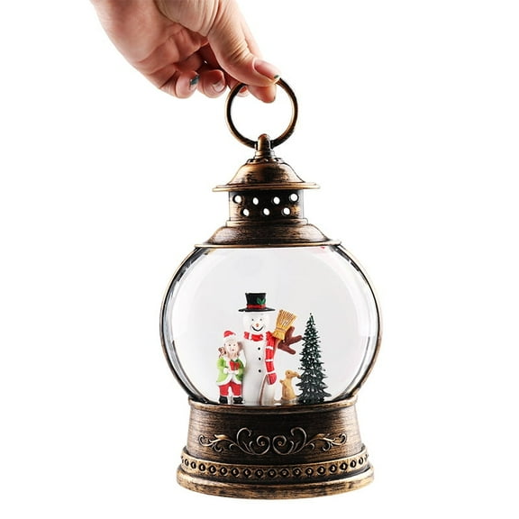 TERRALYX Christmas Snow Globe with Music，Snow Globes with USB Cable Operated Snow Globe Lantern,Water Swirling and Glittering Snow Lantern for Christmas Decorations Indoor (Flat Snowman)