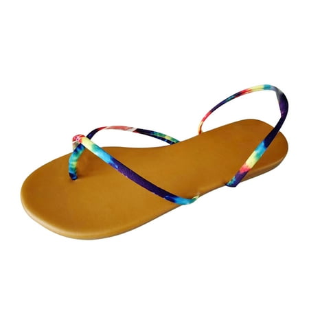 

Women s Rhinestone Slide Flat Sandals Dresssy - Casual Toe Ring Slide Sandal -Cute Slip On Flip Flop Thong Sandals - Spring Summer Shoes