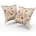 thumbnail image 2 of Pink Floral Throw Pillow Covers - Shabby Chic Flowers Roses Leaves Buds Decorative Pillowcases Square Spring Season Accent Couch Cushion Cover for Sofa Bedroom Living Room, 2 of 5