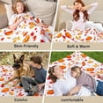 thumbnail image 4 of Fall Pumpkin Maple Leaf Throw Blanket, Saffron Soft Flannel Fleece with Autumn Harvest Print, Cozy Warm Thanksgiving Halloween Decor for Couch Sofa, 27x40in, 4 of 7