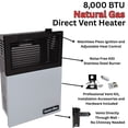 thumbnail image 3 of Comfort Glow 8,000 BTU Direct-Vent Natural Gas Wall Heater with Vent Kit, Matchless Piezo Ignition with Adjustable Heat Control, 250 Sq. Ft, DVN08, 3 of 6