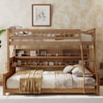 thumbnail image 2 of Twin XL over Queen Bunk Bed with Integrated Shelving, Color-Changing Lights and Pegboard, Brown, 2 of 9