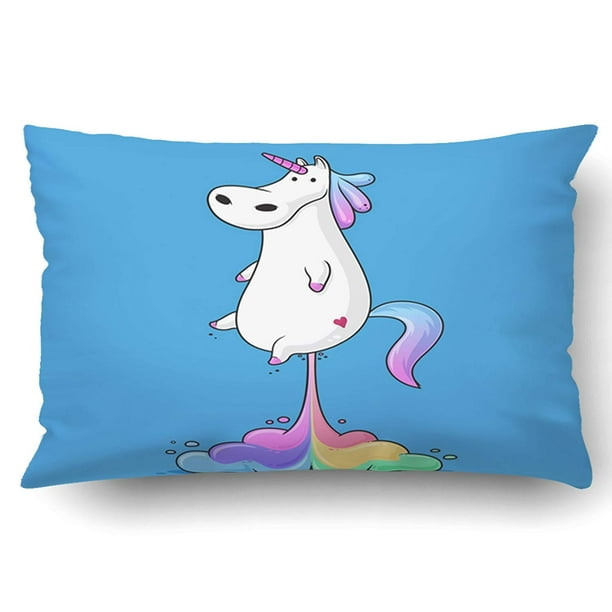 Artjia Cute Fat Unicorn Farting Rainbow Funny Cartoon Pillowcase Pillow
