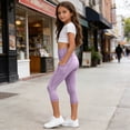 thumbnail image 7 of Chiccall Kids Yoga Pants Summer Outdoor Athletic Workout Biker Running Great Comfortable Softness Pleated Leggings Quickly Dry Breathable High Waist Pockets Fitness Cropped Trousers Pants for Girls, 7 of 7