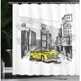 thumbnail image 4 of Ambesonne Sketchy Shower Curtain, Cab in New York City, 69"Wx84"L, Black Taupe Yellow, 4 of 5