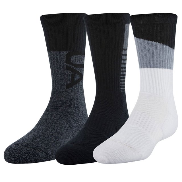 UNDER ARMOUR SOCKS MEN'S PACK 3 PAIR CREW PHENOM 960 LARGE 812