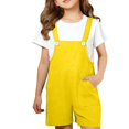 thumbnail image 3 of Mercatoo Teen Girls Bib Overalls Shorts Kids Sleeveless Solid Color Suspender School Rompe1 Tween Trendy Summer Casual Shortalls, 3 of 9