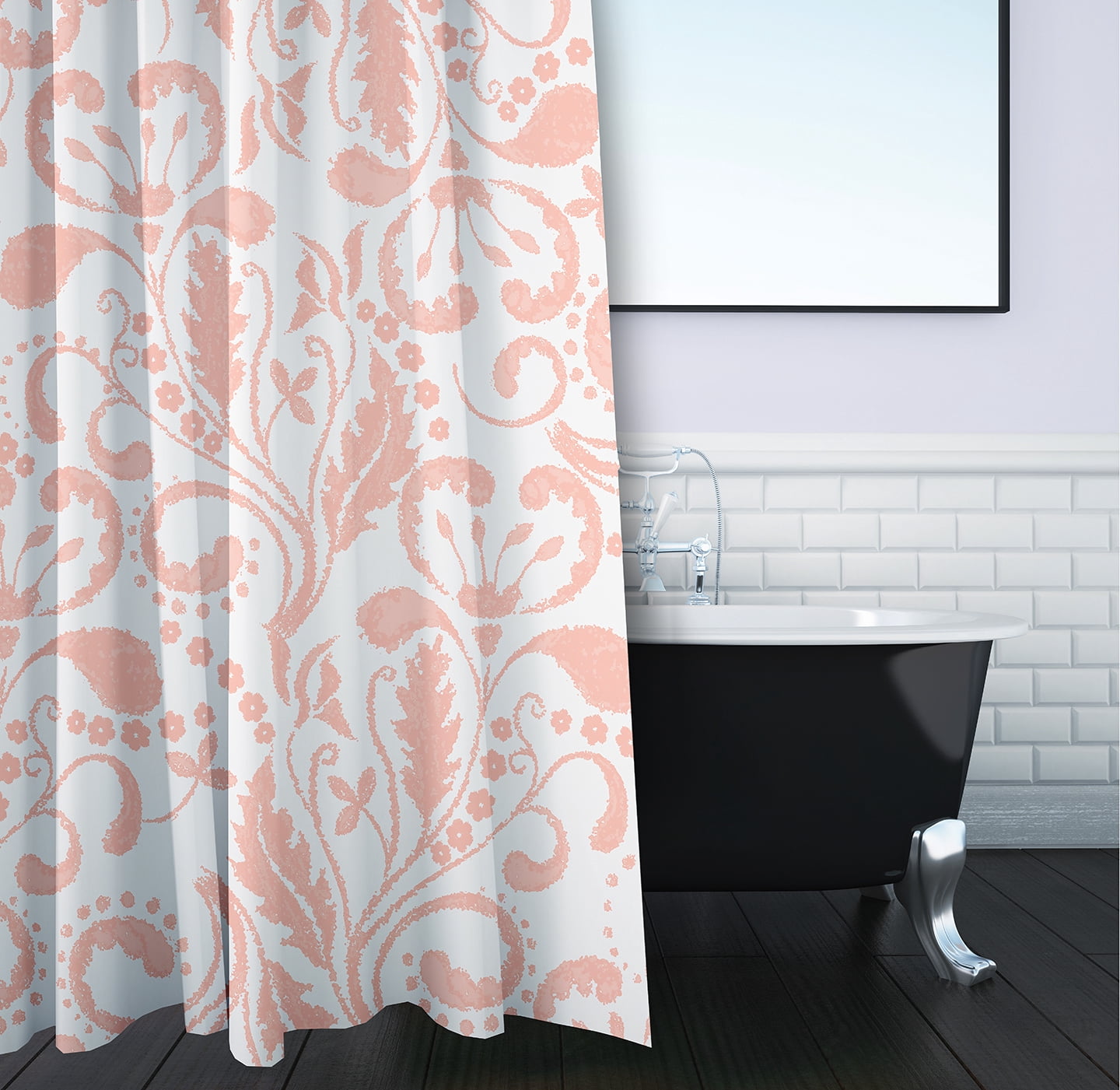 Simply Daisy 70" W x 73" L Aurora Polyester Shower Curtain, Blush [1 Ct]