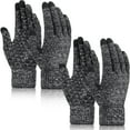 thumbnail image 2 of PMVFHDE Thermal Gloves Unisex 2 Pairs Upgraded Screen Cold Weather Warm Knit For Running Driving, 2 of 7